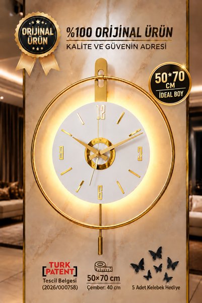Pey Aksesuar (BÜYÜK BOY 50X70CM)-Orjinal Metal- İskandinav Kadran Gold Metal ...
