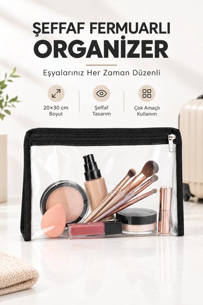 GUCSO Transparent Zippered Organizer Bag 20X30 cm Multi-Purpose Suitcase Trav...