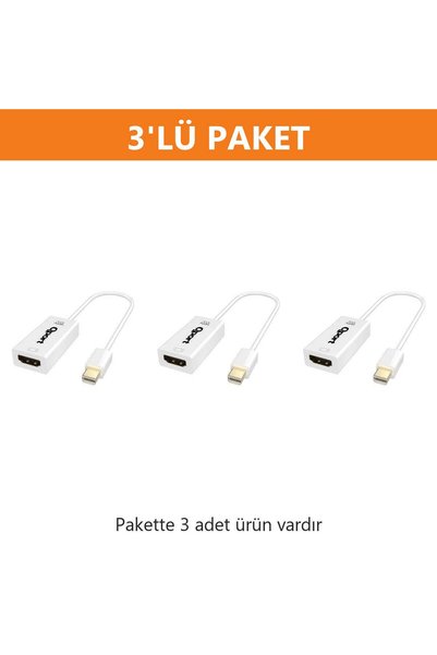 Qport Q-DP-HDM MINI DISPLAY PORT TO HDMI DÖNÜŞTÜRÜCÜ 3'lü Paket