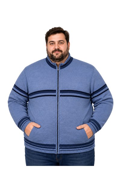 BattalModa Men's Oversized Aviator Patterned Pocket Knitwear Cardigan 3Xl-4Xl...