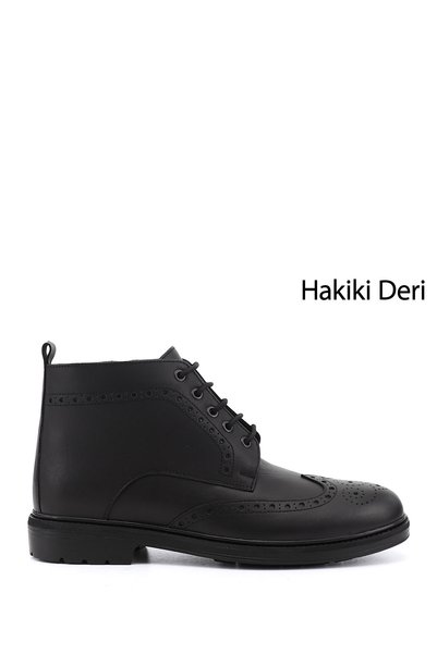 GÖNDERİ(R) Men's Black Zippered Genuine Leather Classic Boots