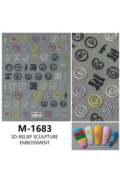 choice2 M1683 5D Exquisite Smiling Face Nail Stickers Embossed Japanese Macar...