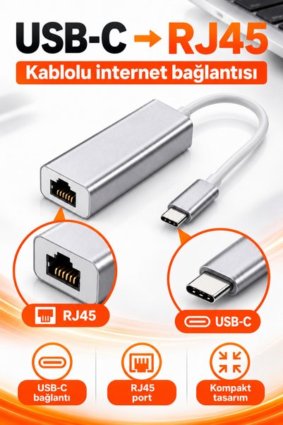 Zoli Type-C Ethernet Çevirici Adaptör Kablolu İnternet Dönüştürücü