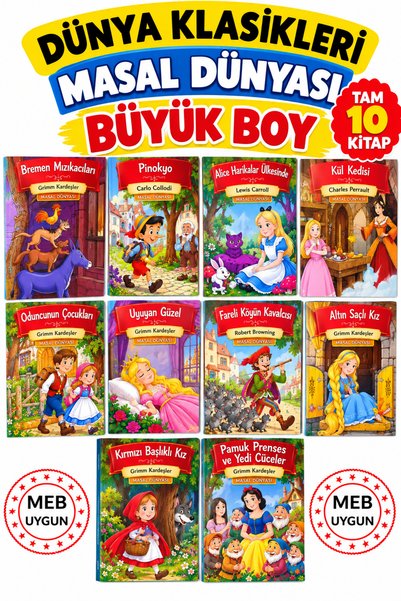 GÖNÜL YAYINCILIK Masal Dünyamız 10 Kitap Pamuk Prenses Çizmeli Kedi Kırmızı B...