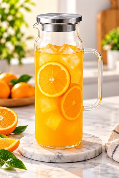 Reoona Lüks Borosilikat Cam Su ve Detoks Sürahisi 2 Lt