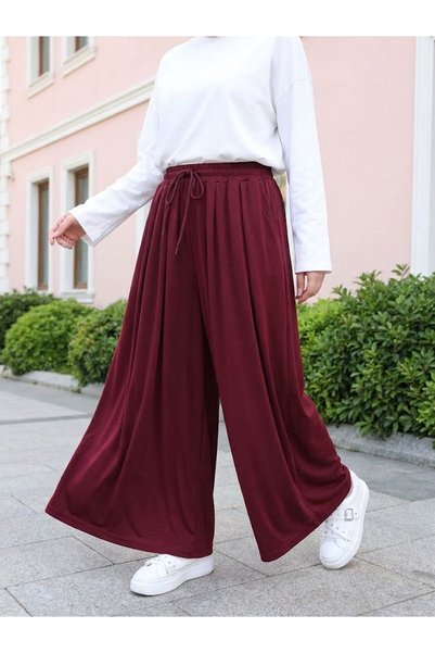 Generic Brand Pleated Oysho Trousers-Burgundy