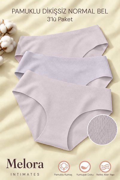 Melora Intimates Pamuklu Lazer Kesim 3lü Normal Kadın Külot