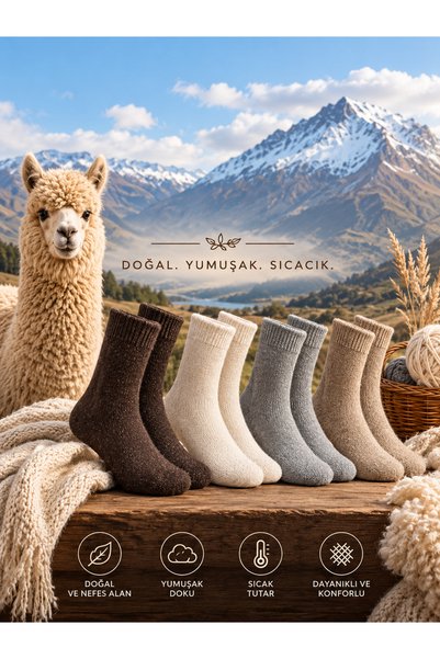 ragistore Pachet de 4 șosete termice groase de iarnă din lână de alpaca pentr...