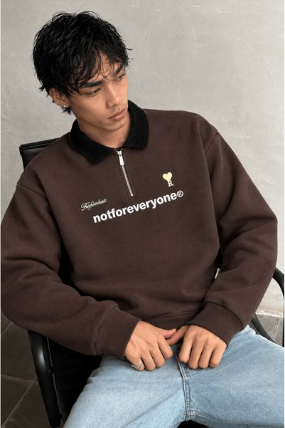 Respire Hanorac supradimensionat cu guler polo brodat Not For Everyone pentru...