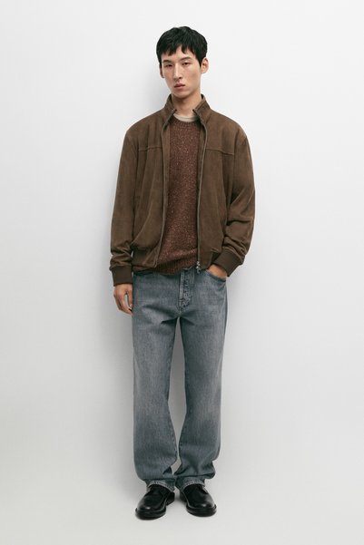 Massimo Dutti Kombine süet deri bomber ceket