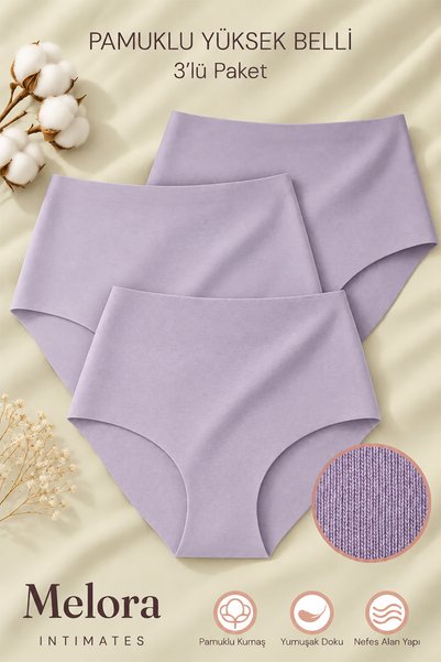 Melora Intimates Pamuklu Lazer Kesim Yüksek Bel 3'lü Kadın Külot