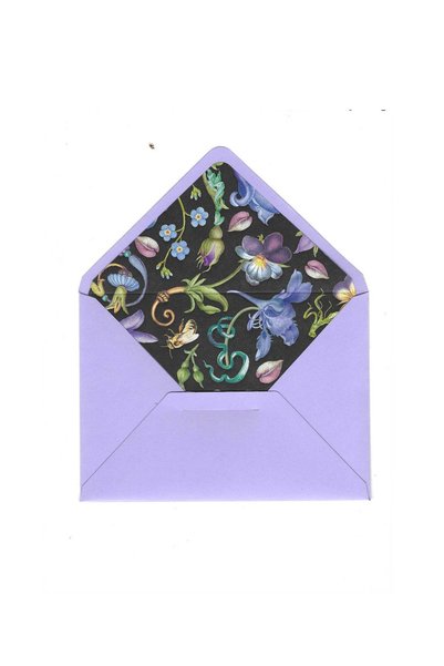 Bazen Defter Floral Patterned Purple Envelope