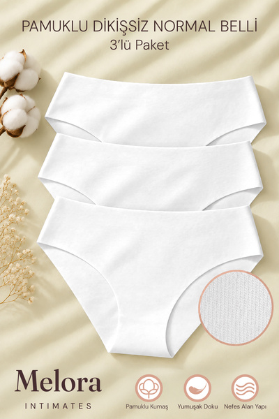 Melora Intimates Pamuklu Lazer Kesim 3lü Normal Kadın Külot