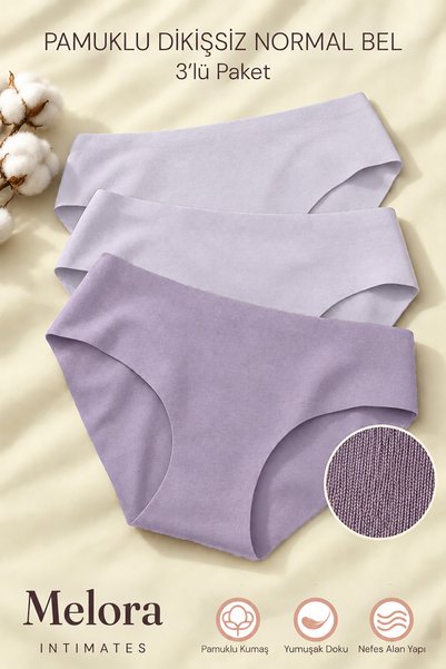 Melora Intimates Pamuklu Lazer Kesim 3lü Normal Kadın Külot