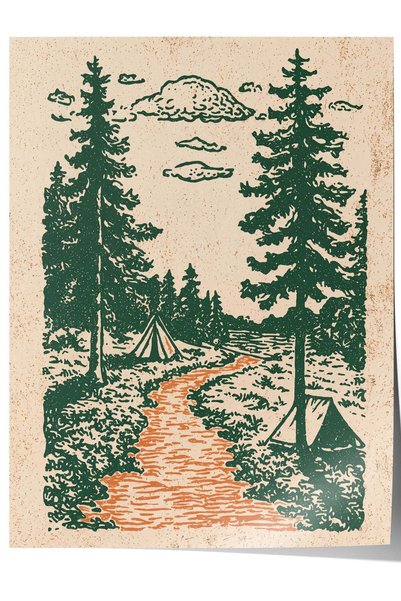 Postifull Poster fără ramă cu peisaj natural și corturi, nr. 180193