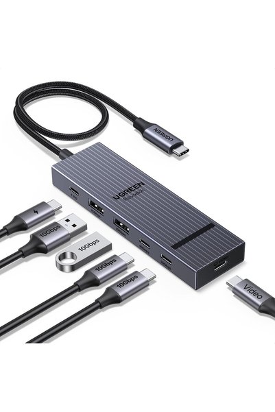 Generic 6-in-1 USB C Hub, 4K Video, USB A C, 10Gbps, PD 100W