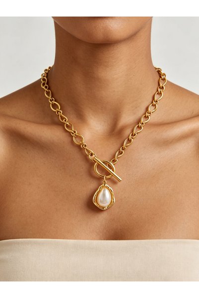 Take Two By Styli Faux Pearl Toggle Pendant Necklace.