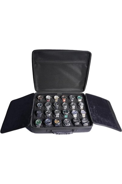 Generic 24 slots watch travel case, watch organizer (BLACK, 24 INSERT)