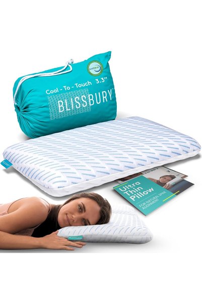 Generic 3.3 Inch Super Thin Cooling Pillow for Sleeping | Flat for Stomach an...