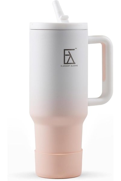 Generic Elegant Alcove 1.2L Ombre Insulated Tumbler with Straw, Peach Nectar