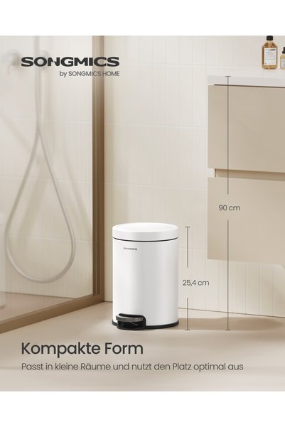 Talis Pedal bin, Plushic, Talis, White, 22.4x17.3x25.4 cm