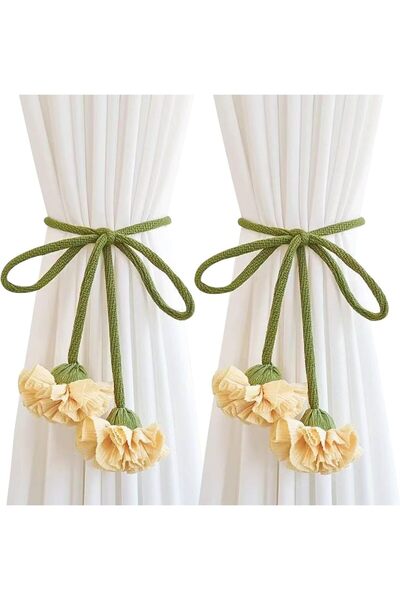 Generic Curtains Tiebacks, Boho Cute Flower Design, Braided Material Decorati...