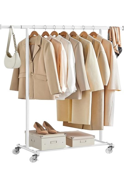 Generic Clothes Rack with Wheels, Heavy Duty Portable Garment Rack for Hangin...