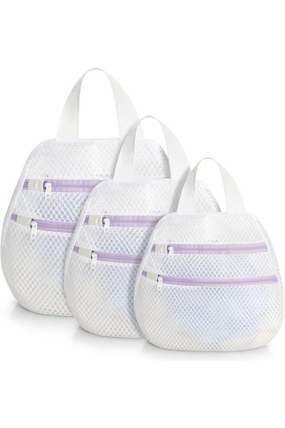 Generic Mesh Laundry Net for Washing Machine, Double Layer Wash Bag with Hand...