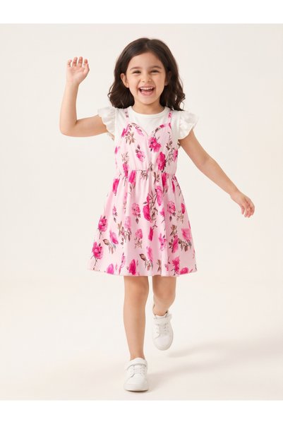 Take Two By Styli Light Pink Floral Print Dress