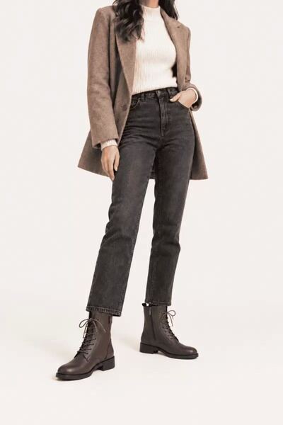 VelasBySerhat Women's Winter thick sole dark brown leather casual boots TR01MK03F