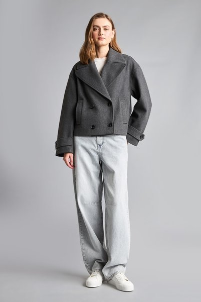 DeFacto Regular Fit Double-Breasted Short Cashmere Coat H2368Ax26Au