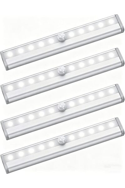 Generic 4 قطع من أضواء الاستشعار الحركي، أضواء LED لاسلكية تحت الخزانة مقاس 7...