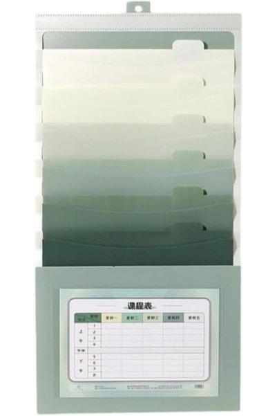 Generic Multi-Layer File Organizer 7-Pocket Wall Mount Canvas Green