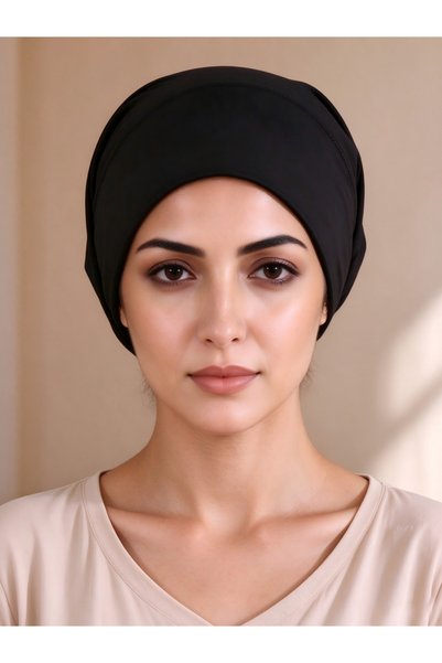 Take Two By Styli Black Solid Tube Hijab Cap