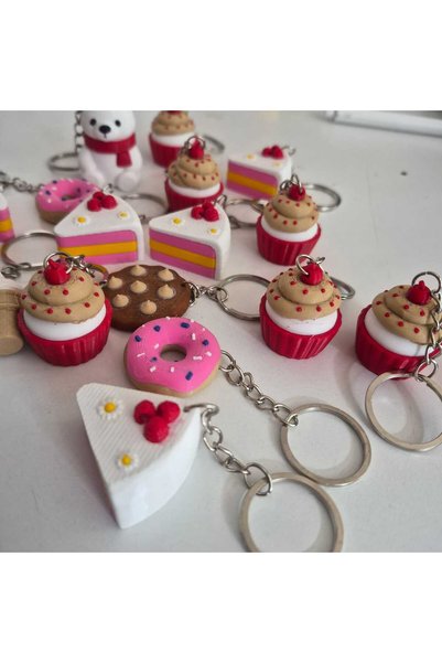 sfs elektrik Keychain Set of 5 MIXED DESIGNS: COOKIE, CAKE, CUPCAKE, ICE CREAM, 3D Keychain