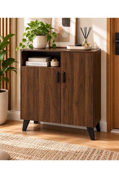 N.zone Modern Shoe Cabinet Versatile Stylish Design with Two Doors and Interi...
