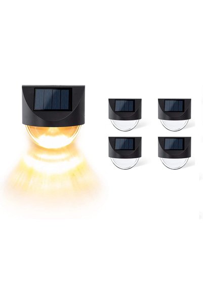 Generic Solar Fence Lights, 4 Pcs Waterproof Solar LED Outdoor Wall Lighting ...