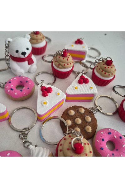 sfs elektrik Keychain Set of 5 MIXED DESIGNS: COOKIE, CAKE, CUPCAKE, ICE CREAM, 3D Keychain