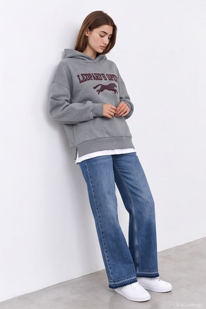 Quzu Unprinted Women's Sweatshirt SWT02889 Heather Gray