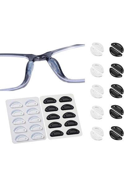 Generic 10 Pairs 2mm Eyeglass Nose Pads, D Shape Stick,Silicone Eyeglass Nose...