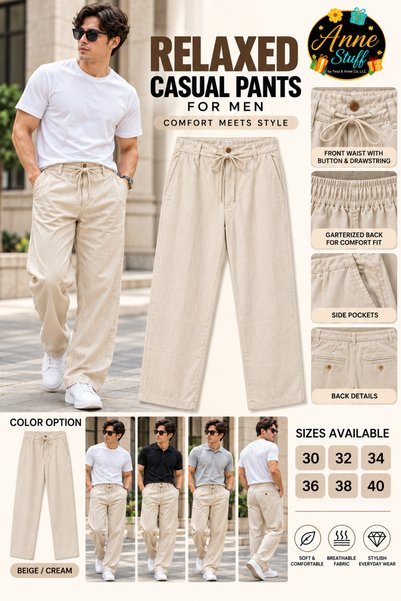 ANNESTUFF Men's Relaxed Casual Pants