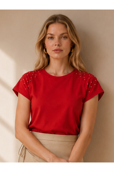 DESIQLO By Styli Red Solid Round Neck Regular T-Shirt