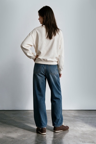 Quzu Women's Sweatshirt SWT03084 Ecru