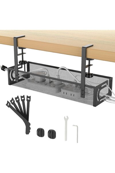 Generic Under Desk Cable Management Tray, A non drilling table cable basket f...