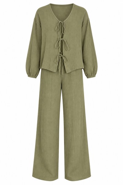 My Blog Khaki Tie-Detail Set - 2y8502