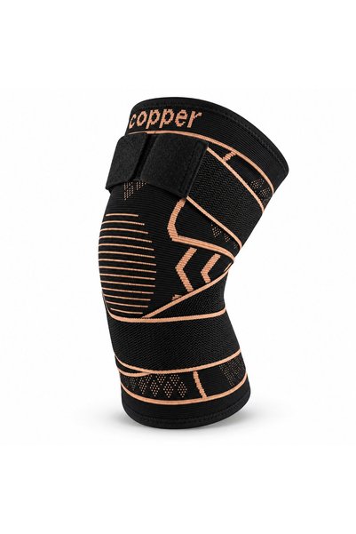Karmashop Genunchieră Compresivă cu Fir de Cupru, Benzi Duble Reglabile în X,...