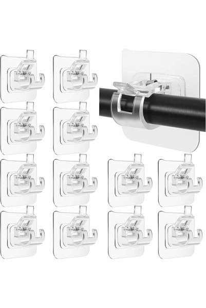 Generic 12PCS Curtain Rod Bracket No Drilling,Universal Self-Adhesive Wall Mo...