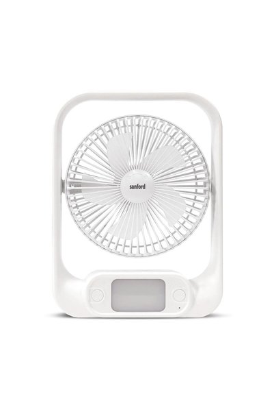 Sanford مروحة طاولة قابلة لإعادة الشحن مقاس 7 بوصات مع إضاءة LED – بطارية ليث...