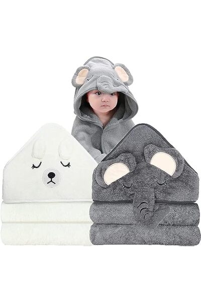 Generic Bamboo Hooded Baby Towel, Soft Absorbent Toddler Bath Towel with Hood...