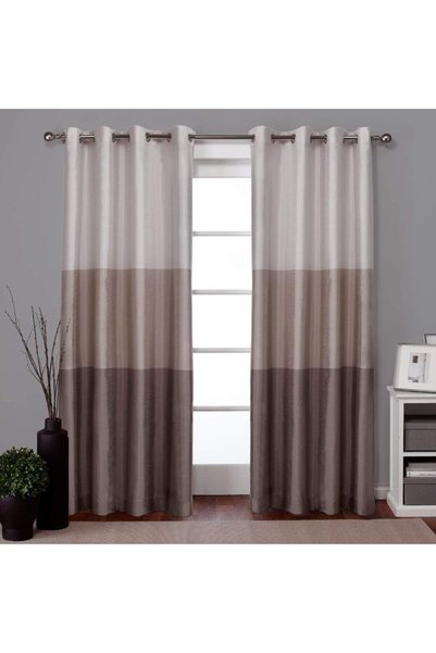 Generic Curtains Chateau Striped Faux Silk Grommet Top Panel Pair, 54"x84", T...